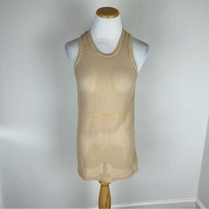SLVRLAKE Mesh Sheer Tank Top Tan Nude Size S